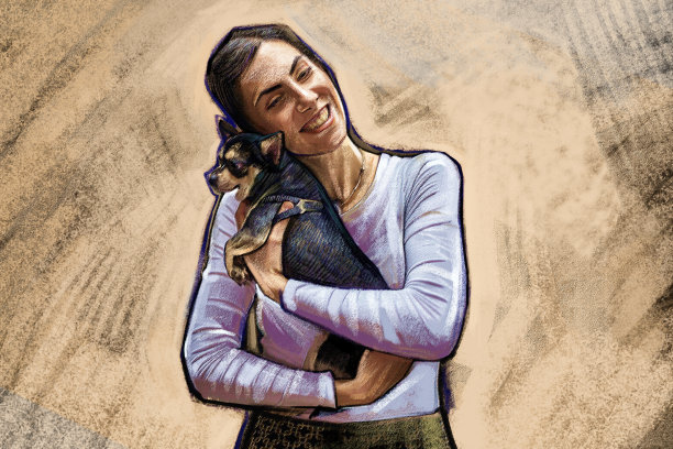 女人和狗之间的真爱图片下载