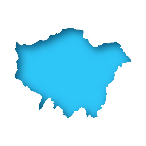 伦敦地图——蓝色背景的白纸图片下载