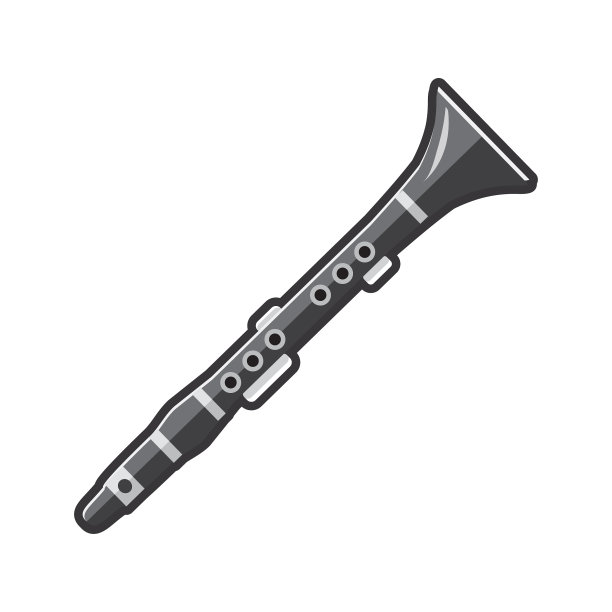 全彩色单簧管音乐乐器图标图片下载