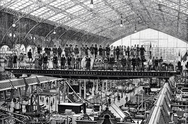 1889年巴黎世界博览会:电动高架起重机展厅图片下载