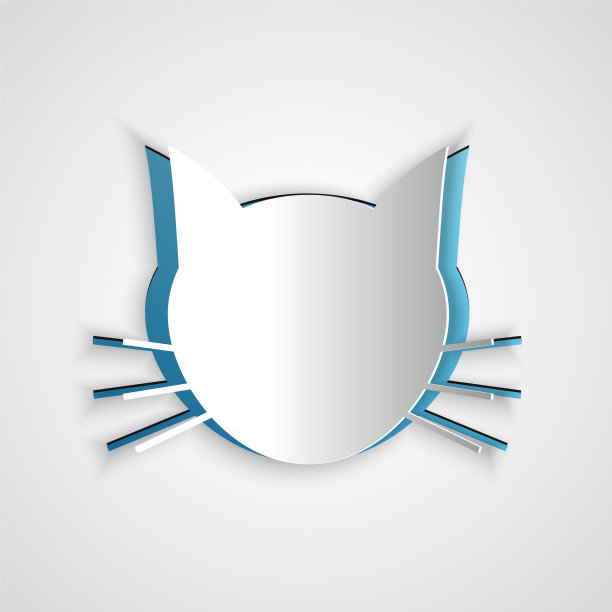 剪纸猫图标孤立的灰色背景图片下载