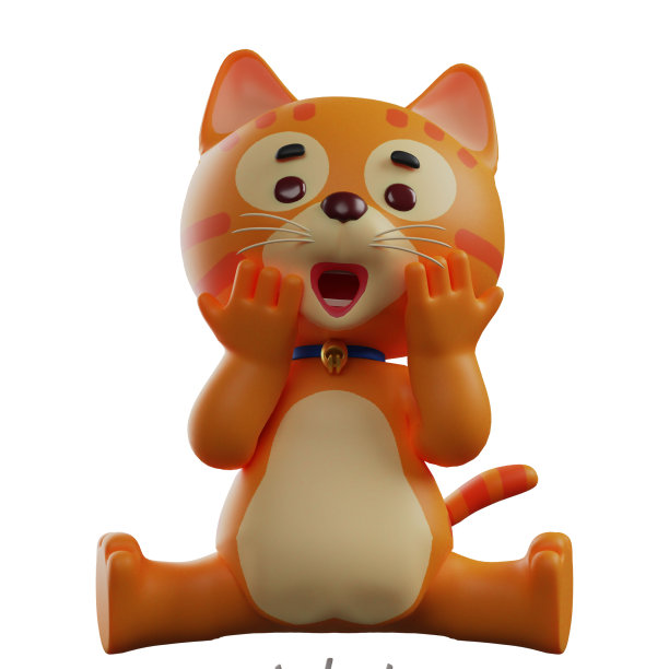 具有震撼表情的3D猫卡通设计图片下载