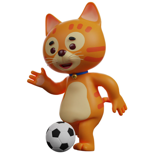 酷猫踢足球的3D卡通图片图片下载
