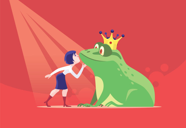 女子亲吻青蛙王子图片下载