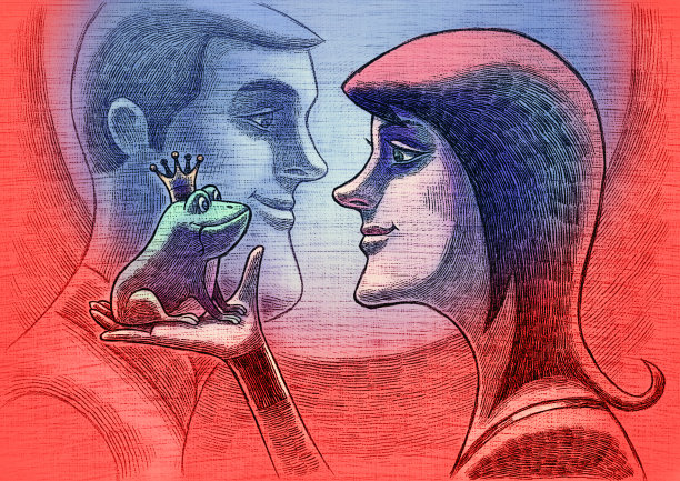 女孩遇见青蛙王子，想着男朋友图片下载