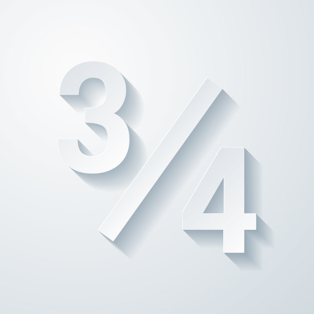 3 / 4 - 3 / 4。空白背景上剪纸效果的图标图片下载