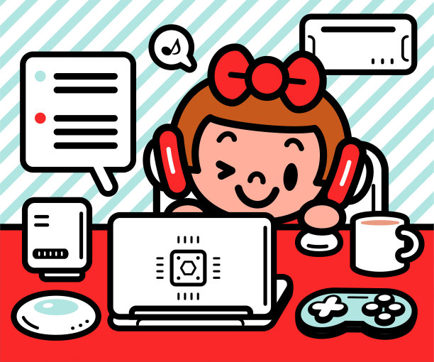 可爱的小孩坐在桌旁使用笔记本电脑与AI聊天图片下载