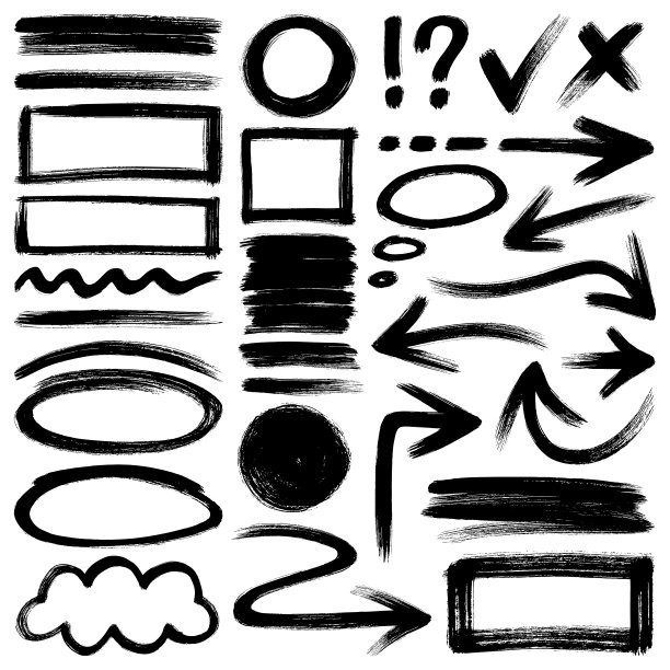 笔触，箭头和不同的形状图片下载