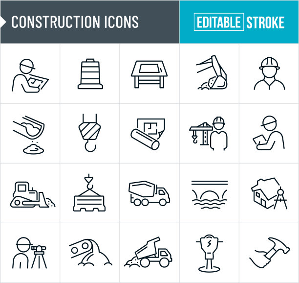 结构细线图标-可编辑笔画图片下载