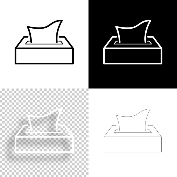 纸巾盒。图标设计。空白，白色和黑色背景-线图标图片下载