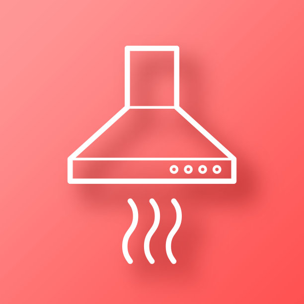 厨房罩。图标在红色背景与阴影图片下载