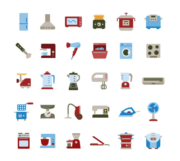 电器平面图标套装图片下载