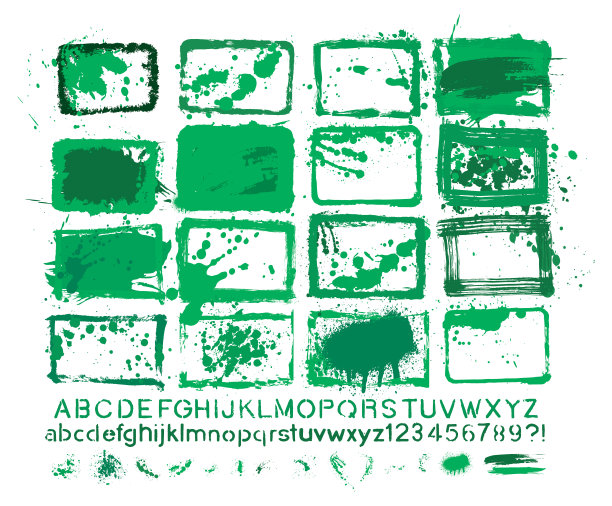 矢量手绘纹理边界和油漆喷溅集:艺术家自己的收藏图片下载