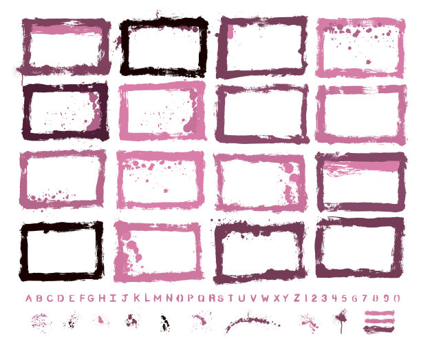 矢量手绘纹理边界和油漆喷溅集:艺术家自己的收藏图片下载