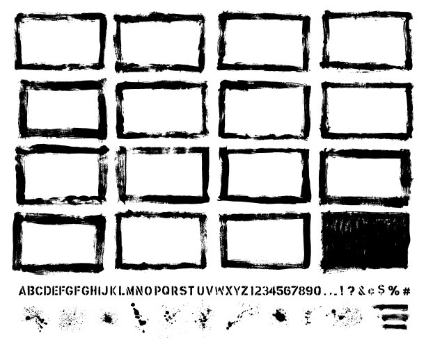矢量手绘纹理边界和油漆喷溅集:艺术家自己的收藏图片下载