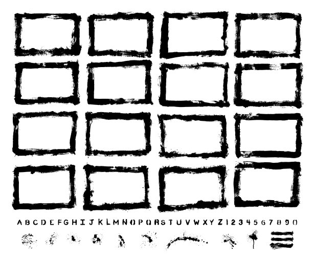矢量手绘纹理边界和油漆喷溅集:艺术家自己的收藏图片下载
