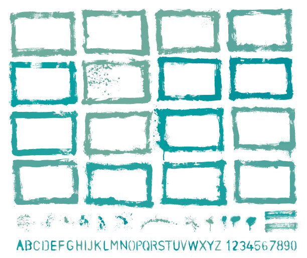 绘制矢量边界和油漆喷溅设计师集合图片下载