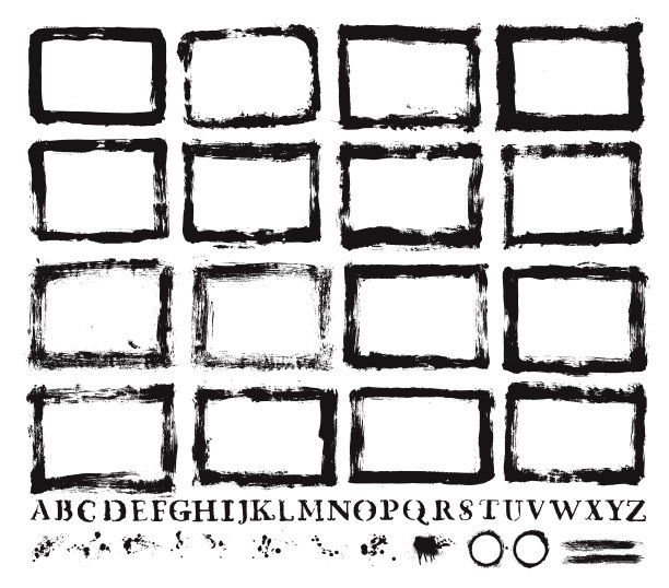 油漆垃圾边界，字母，滴水和溅集图片下载