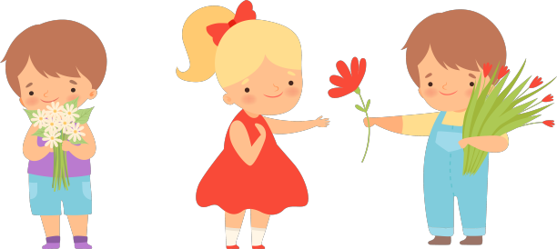 可爱的小男孩给女孩送花表达图片下载