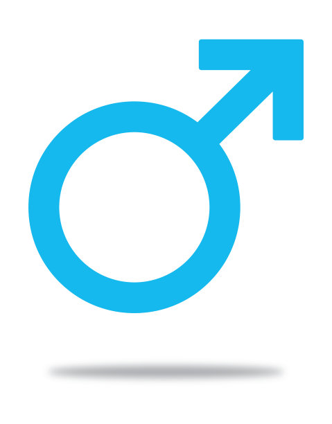 蓝色男性性别符号与阴影图标图片下载