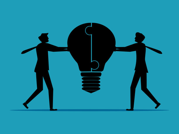 一群商人联想到灯泡谜题。业务概念矢量说明图片下载