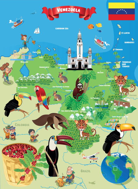 委内瑞拉卡通地图图片下载