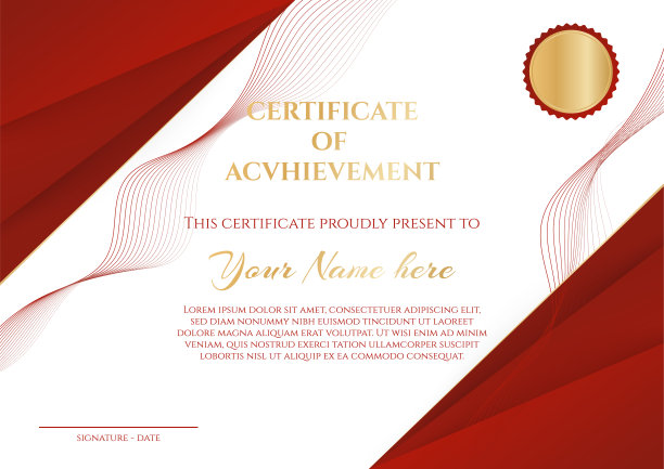 毕业证书和鉴赏背景设计为豪华红色和金色图片下载