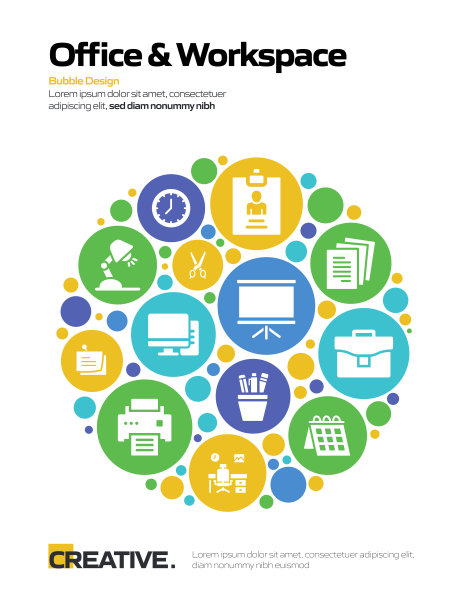 办公室和工作空间相关的横幅设计网页，标题，宣传册，年度报告和书籍封面图片下载