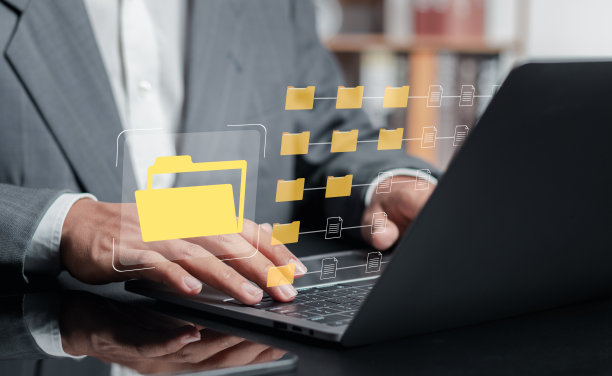 自动化过程，有效地管理文件文件。文档管理系统(DMS)概念。图片下载