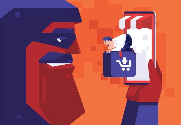 商人在智能手机网上商店遇到骗子图片下载