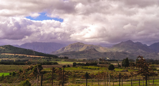 以山为背景的酒庄景色图片下载