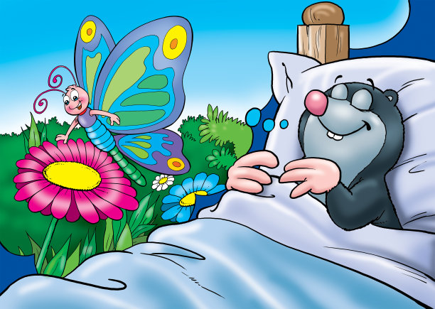 有趣的小鼹鼠在一个阳光明媚的夏天的花园里。图片下载