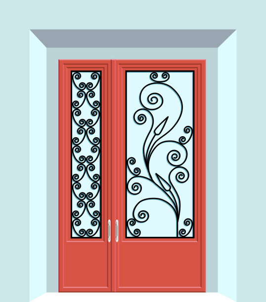 矢量插图的锻铁门。图片下载