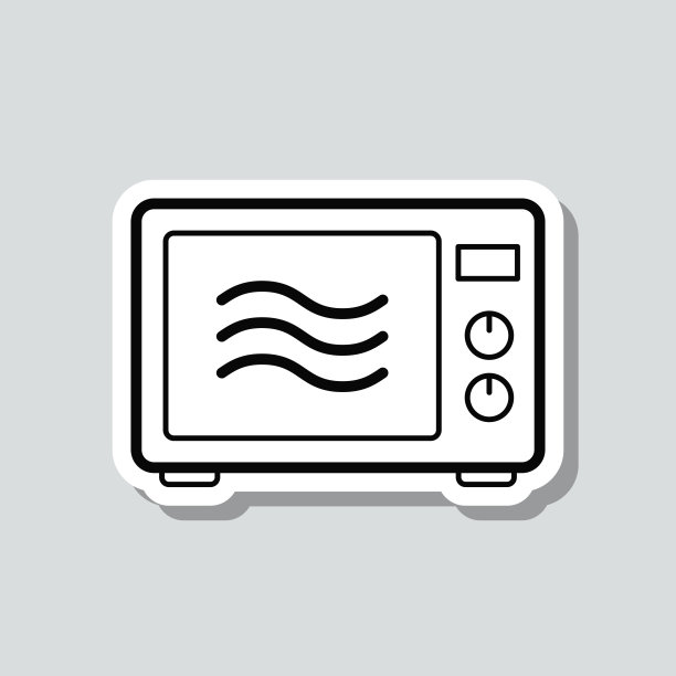 微波炉。图标贴纸在灰色背景图片下载