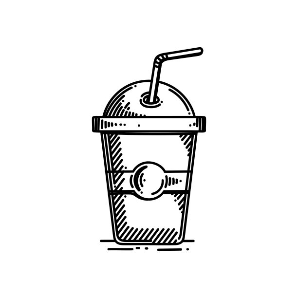 冷咖啡线图标，草图设计，像素完美，可编辑笔画。咖啡图片下载