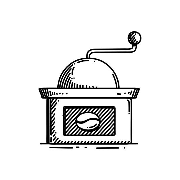 咖啡研磨机线图标，草图设计，像素完美，可编辑的笔画。咖啡图片下载