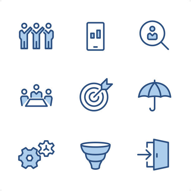 商业团队-像素完美的蓝色图标图片下载