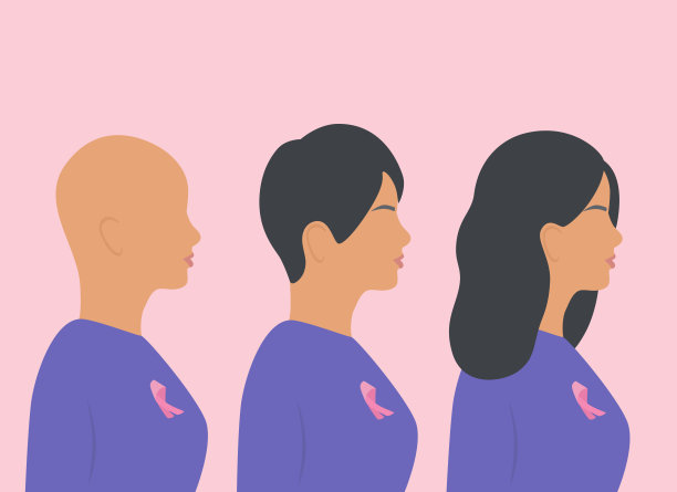 侧面的癌症患者妇女和她的恢复过程图片下载