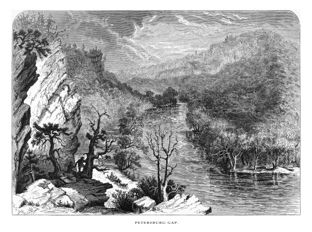 彼得堡峡谷，彼得堡，西弗吉尼亚，美国，美国维多利亚版画，1872年图片下载