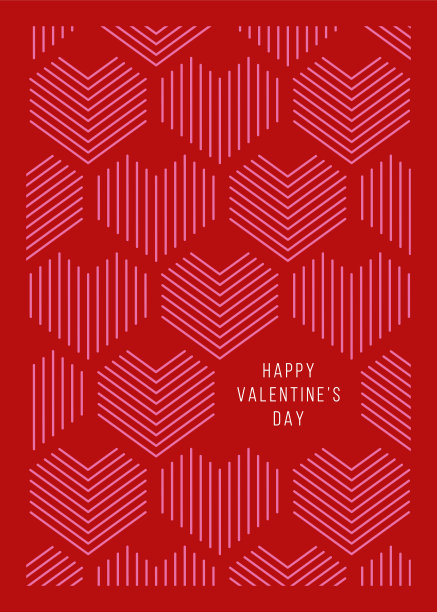 有几何心形背景的情人节卡片。图片下载