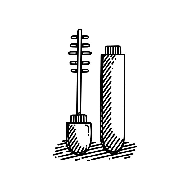 睫毛膏线条图标，素描设计，像素完美，可编辑的笔画。美。图片下载