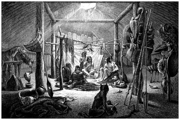 古董插图，民族志和土著文化:曼丹厨师帐篷图片下载