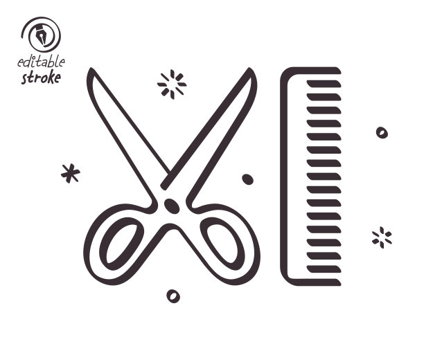 理发店俏皮线条插图图片下载