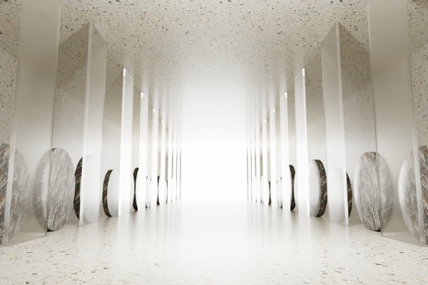 最小的工作室房间玻璃方片和圆形背景图片下载