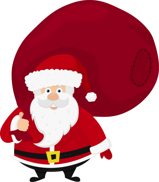 圣诞老人背着装礼物的袋子跑着图片下载