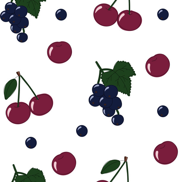 浆果无缝图案樱桃黑醋栗图片下载