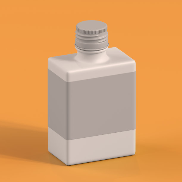 单色瓶在橙色背景，3d渲染图片下载