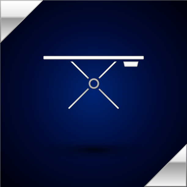 银色熨衣板图标孤立在深蓝色图片下载