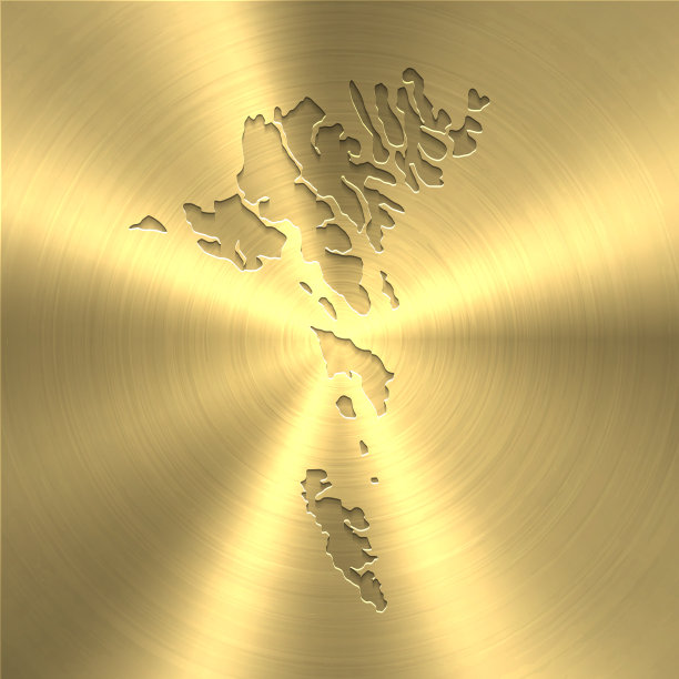 法罗群岛地图上的金色背景-圆形拉丝金属纹理图片下载