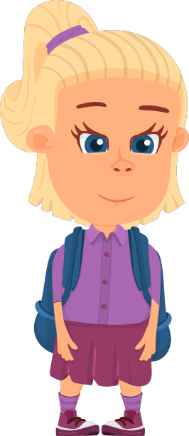 可爱的卡通女孩和背包微笑的孩子图片下载